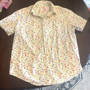 VTG Brooks Brothers Womens Mini Floral Button Down Top L Cotton Feminine Preppy